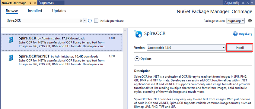 How to use Spire.OCR in .NET Framework Applications