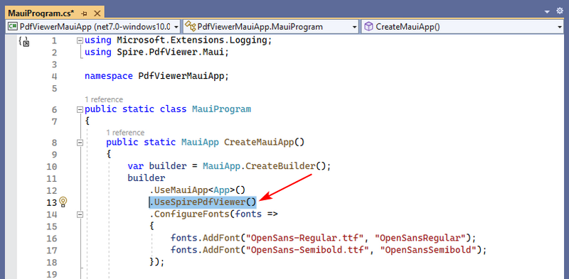 Add Spire.PDFViewer initialization code