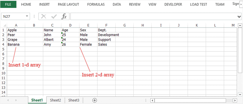 Insert Arrays into Excel in Java
