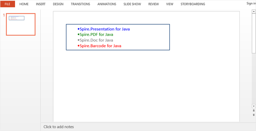 Insert HTML String in PowerPoint in Java
