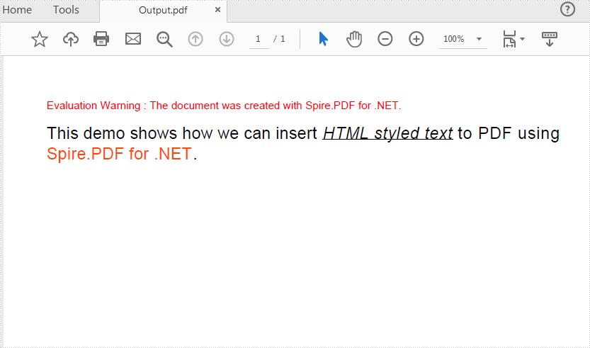 How to Insert HTML Styled Text to PDF in C#, VB.NET