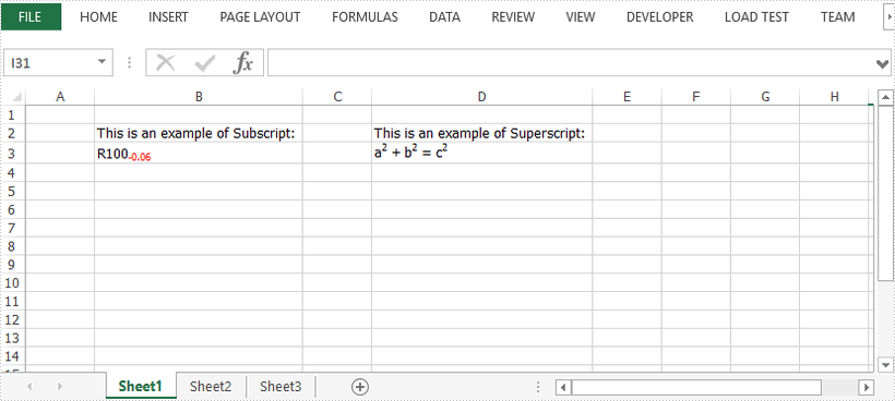 Insert Subscript and Superscript in Excel in Java