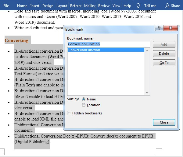 Java: Add or Remove Bookmarks in Word
