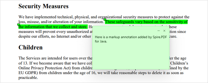 Text markup annotations displayed on a PDF page