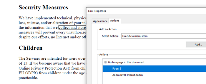 A document link annotation displayed on a PDF page