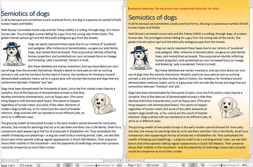 Java: Add Background Color or Picture to Word Documents