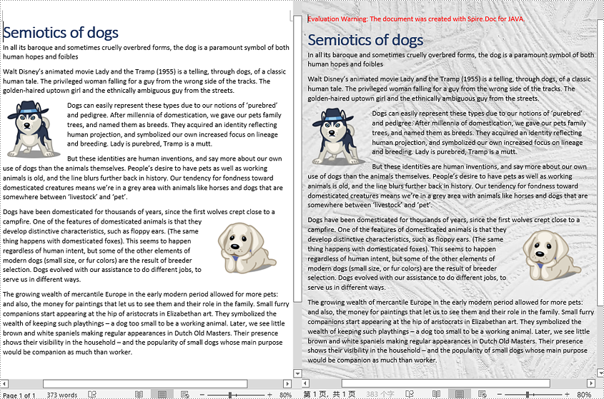 Java: Add Background Color or Picture to Word Documents