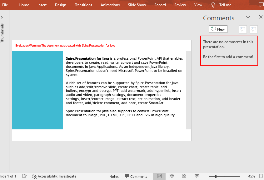 Java: Add, Change or Delete Comments in PowerPoint 