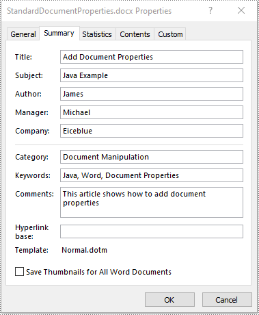 Java: Add Document Properties to Word Documents