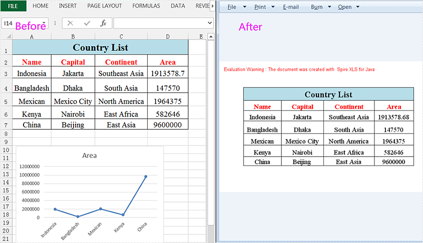 Java: Convert Excel to Image