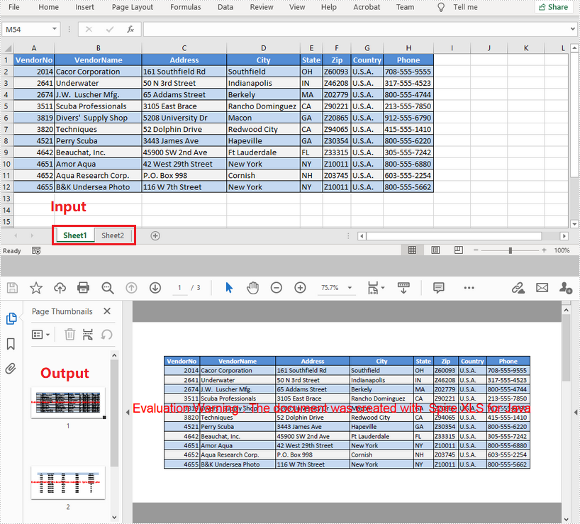 Java: Convert Excel to PDF