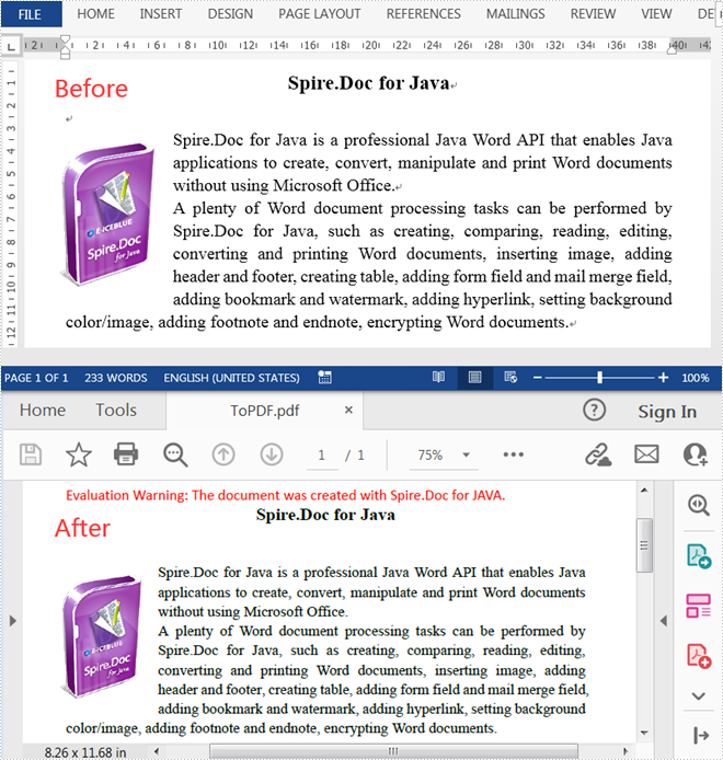 Java: Convert Word to PDF