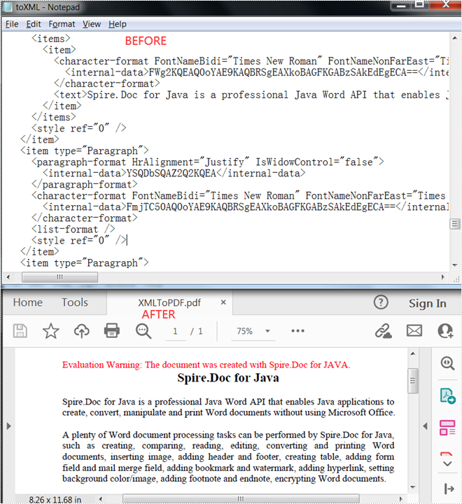 Java: Convert XML to PDF