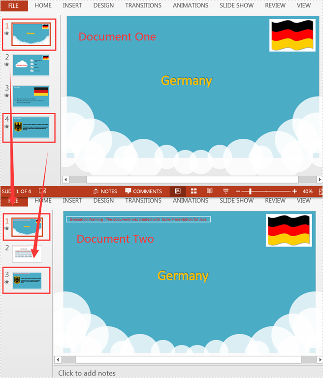 Java: Copy Slides Between Two PowerPoint Documents