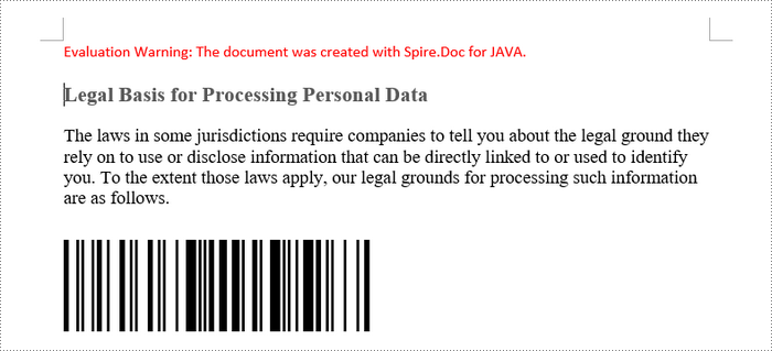 Java: Create Barcodes in a Word Document