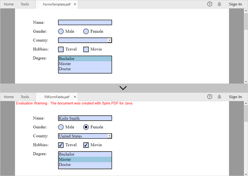 Java: Create, Fill, or Remove Fillable Form Fields in PDF