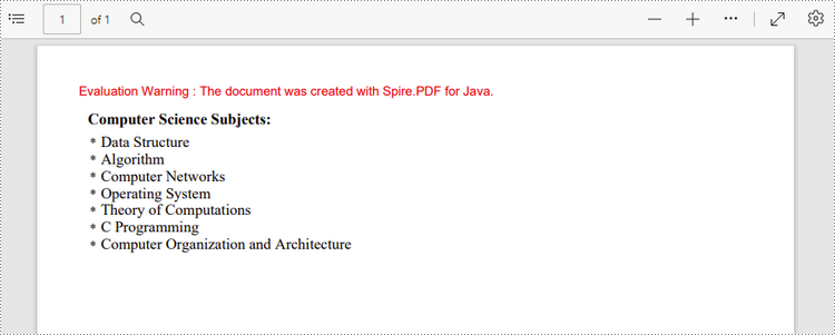 Java: Create Lists in PDF Documents