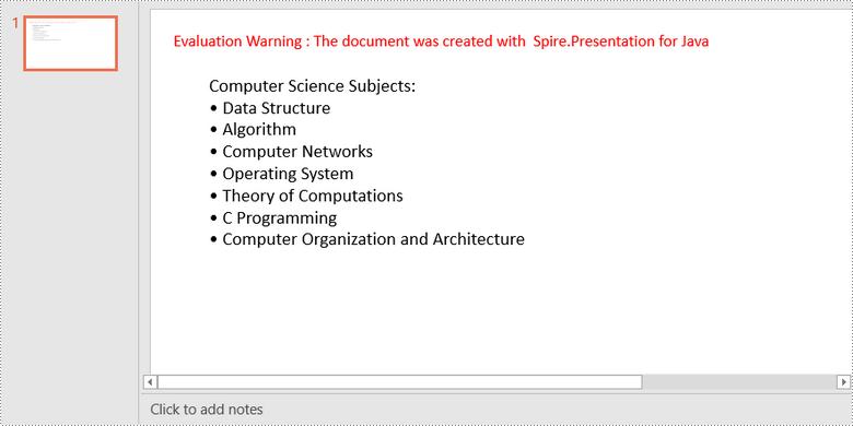 Java: Create Numbered or Bulleted Lists in PowerPoint