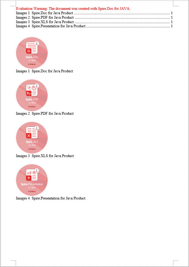 Java: Create a Table Of Contents for a Newly Created Word Document