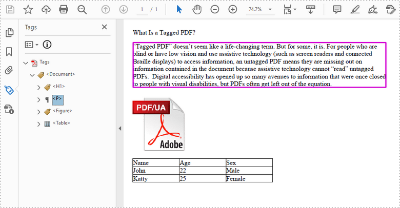 Java: Create a Tagged PDF Document