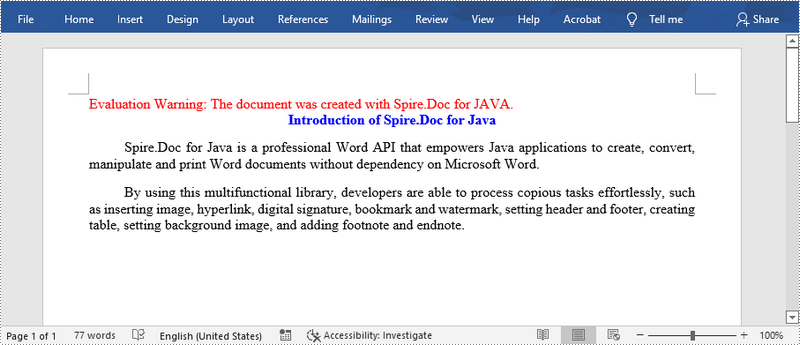 Java: Create a Word Document