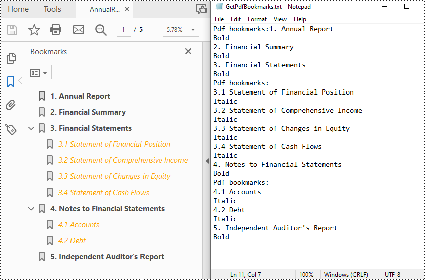 Java: Extract Bookmarks from PDF