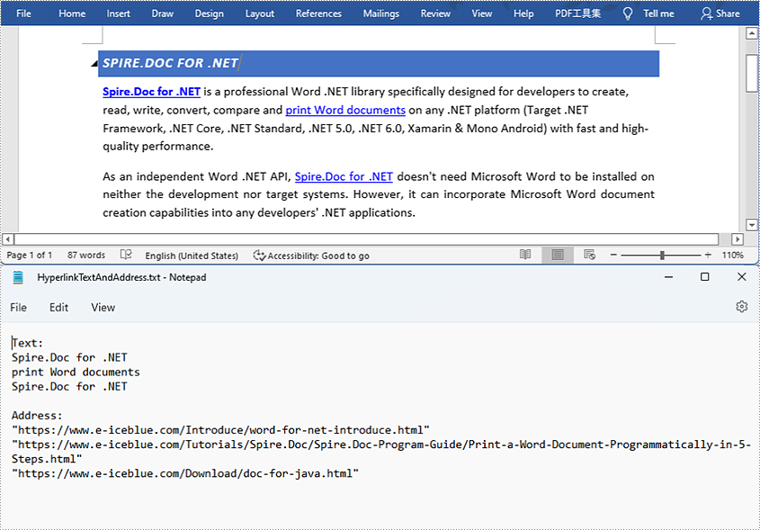 Java: Find and Extract Hyperlinks in Word Documents