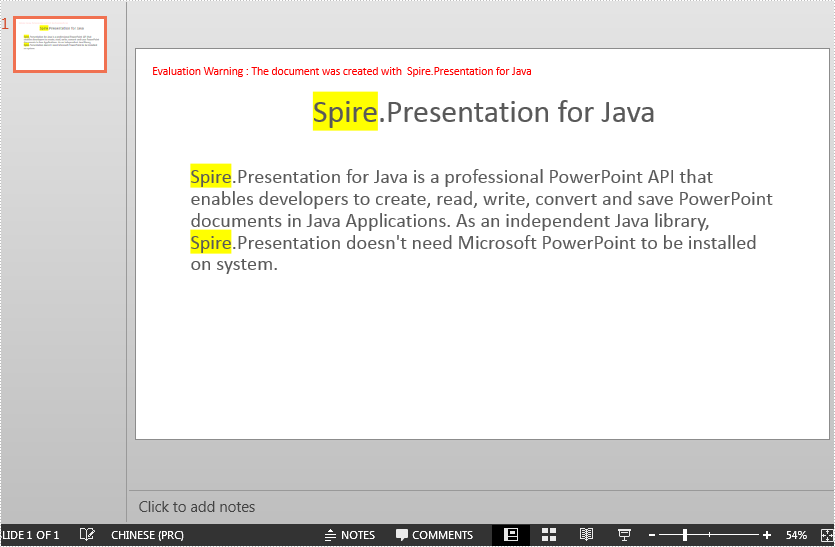 Java: Highlight Text in PowerPoint