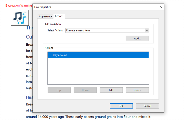 Create Sound Actions in PDF with Java