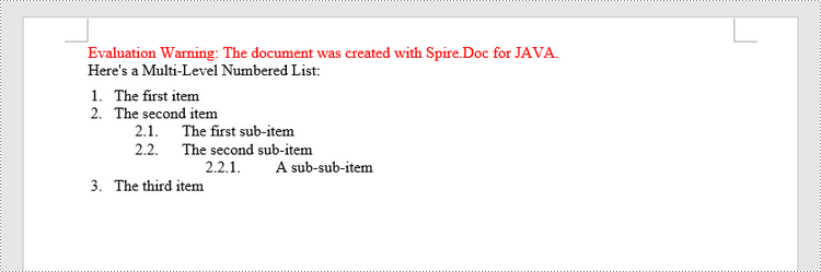 Java: Insert Lists in a Word Document