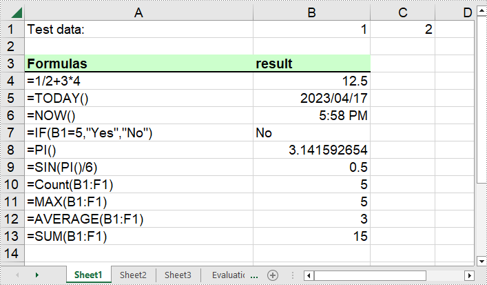 Java: Insert or Read Formulas and Functions in Excel