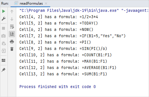 Java: Insert or Read Formulas and Functions in Excel