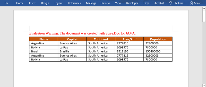 Java: Preform Mail Merge with a Region