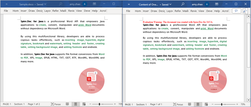 Java: Read Content from a Word Document