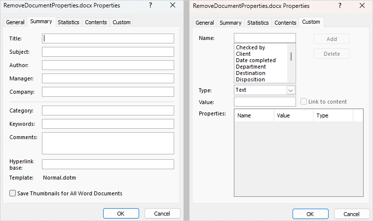 Java: Read or Remove Properties from Word Documents