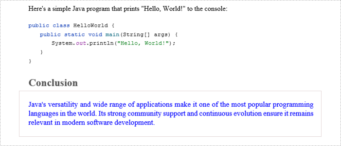A paragraph in a document to which a defined font style has been applied