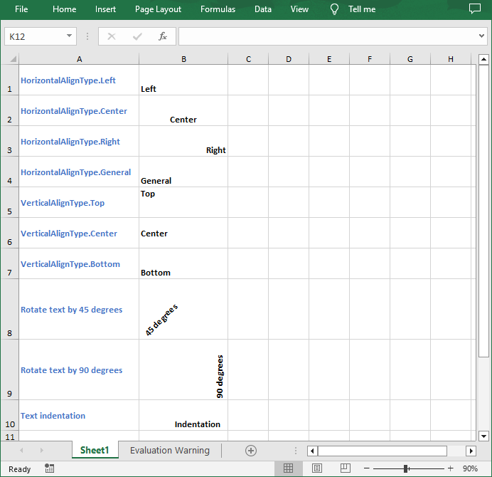 Align and rotate text in Excel cells using Java