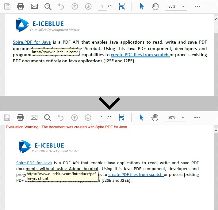 Java: Update or Remove Hyperlinks in PDF