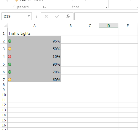 Java add the traffic lights icons to Excel