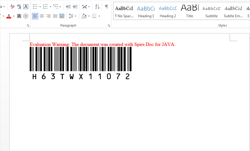 Java create Barcode to Word document