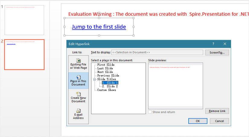 How to Link to a Specific Slide in PowerPoint in C#, VB.NET