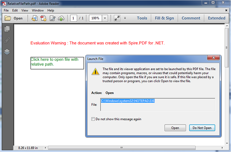 Link to files with relative paths using PdfLaunchAction