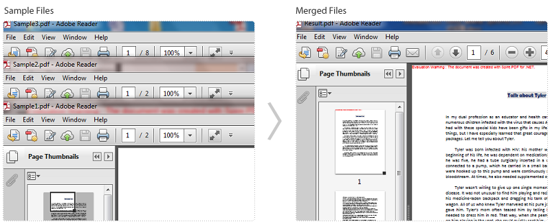 Merge Selected Pages from Multiple PDF Files into One in C#, VB.NET