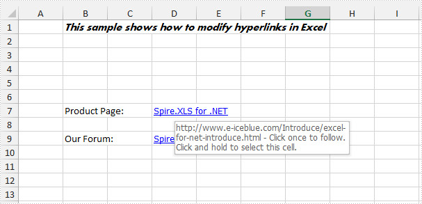 How to Modify Hyperlinks in Excel in C#, VB.NET