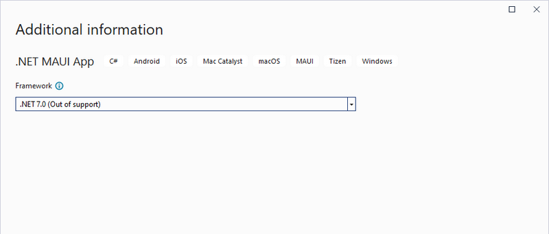 Select the .NET framework version