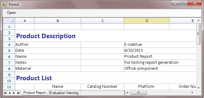 Create a Windows Form Application to Display Spreadsheet