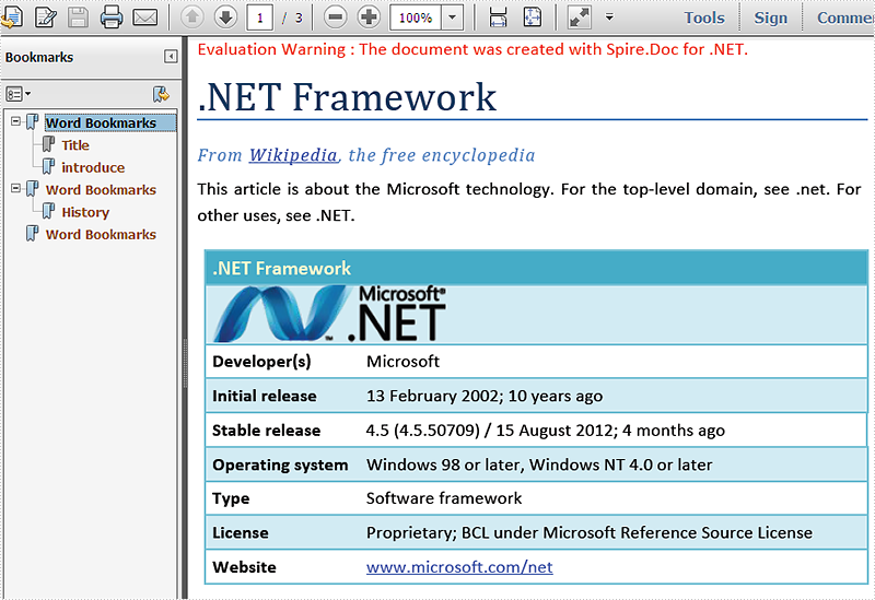 microsoft word bookmarks converted to pdf