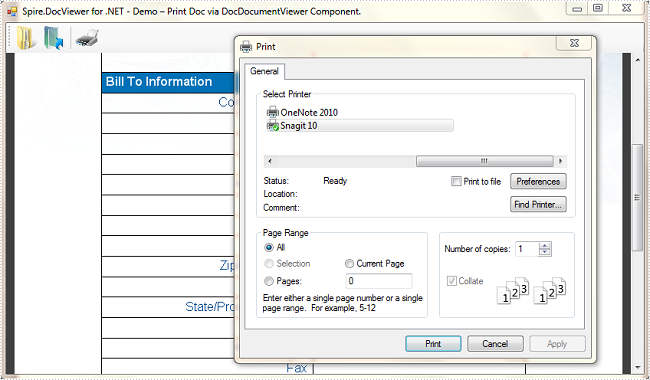 How to Print Word Document using Spire.DocViewer