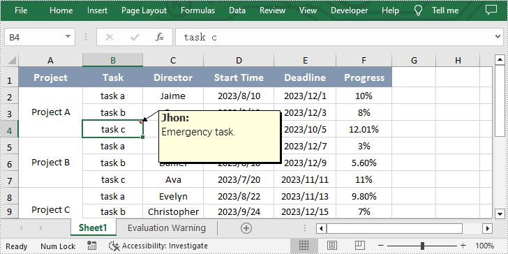 Python: Add Comments in Excel