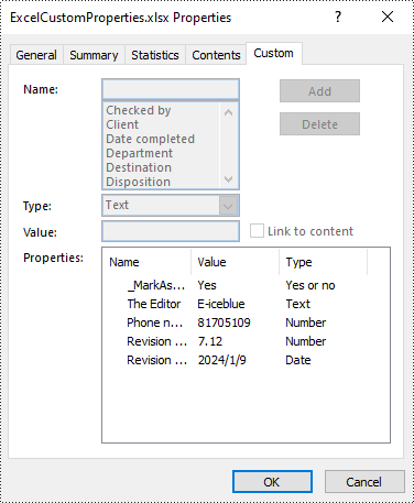 Python: Add Document Properties in Excel